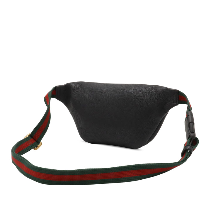 grainé Web Logo Sac ceinture Petit Cuir de veau grainé Noir