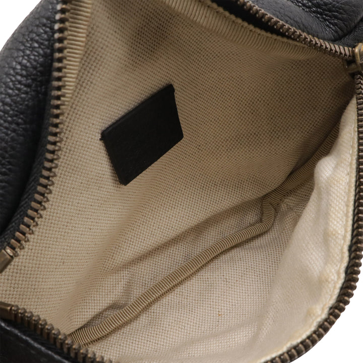 grainé Web Logo Sac ceinture Petit Cuir de veau grainé Noir