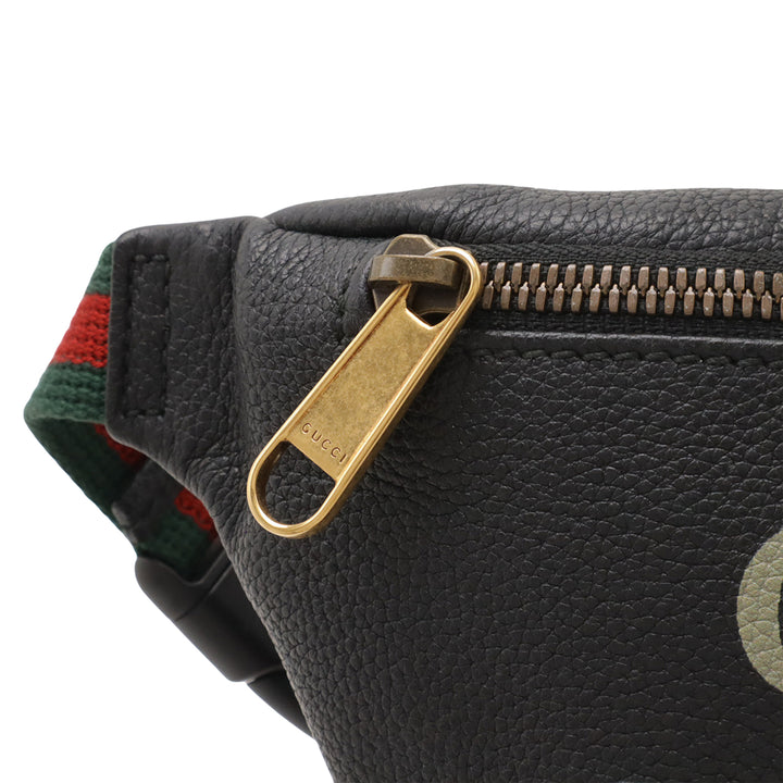 grainé Web Logo Sac ceinture Petit Cuir de veau grainé Noir