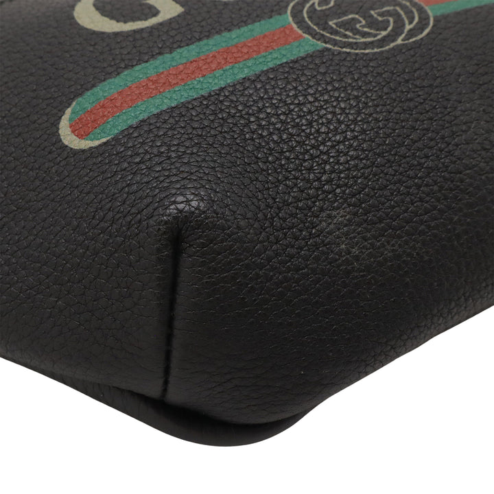 grainé Web Logo Sac ceinture Petit Cuir de veau grainé Noir