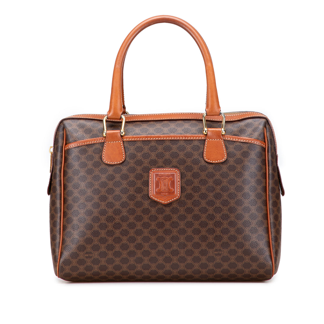 Macadam Coated Canvas Handbag Brown - Gaby Paris