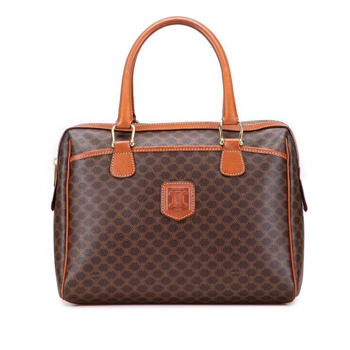 Macadam Coated Canvas Handbag Brown - Gaby Paris