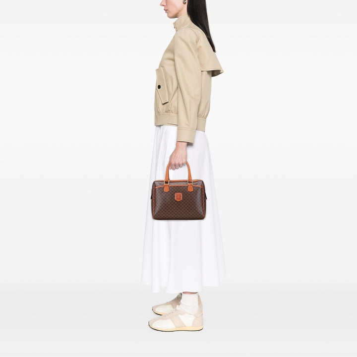 Macadam Coated Canvas Handbag Brown - Gaby Paris