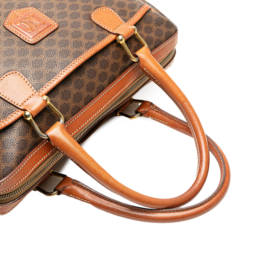 Macadam Coated Canvas Handbag Brown - Gaby Paris
