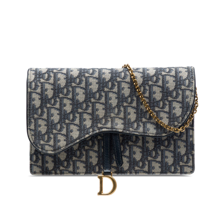 Dior Oblique Toile Saddle Pochette Wallet on Chain