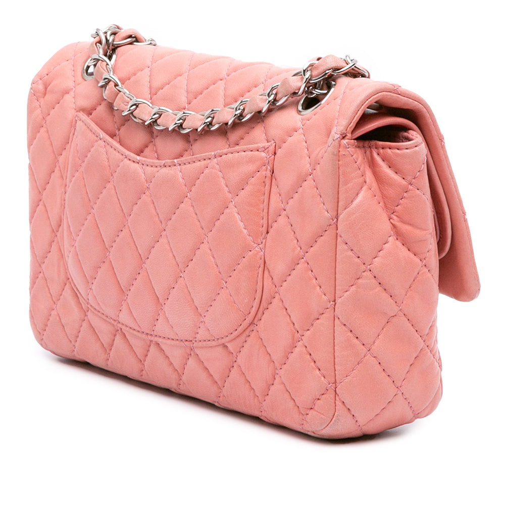 Medium Classic Lambskin Double Flap Pink - Gaby Paris