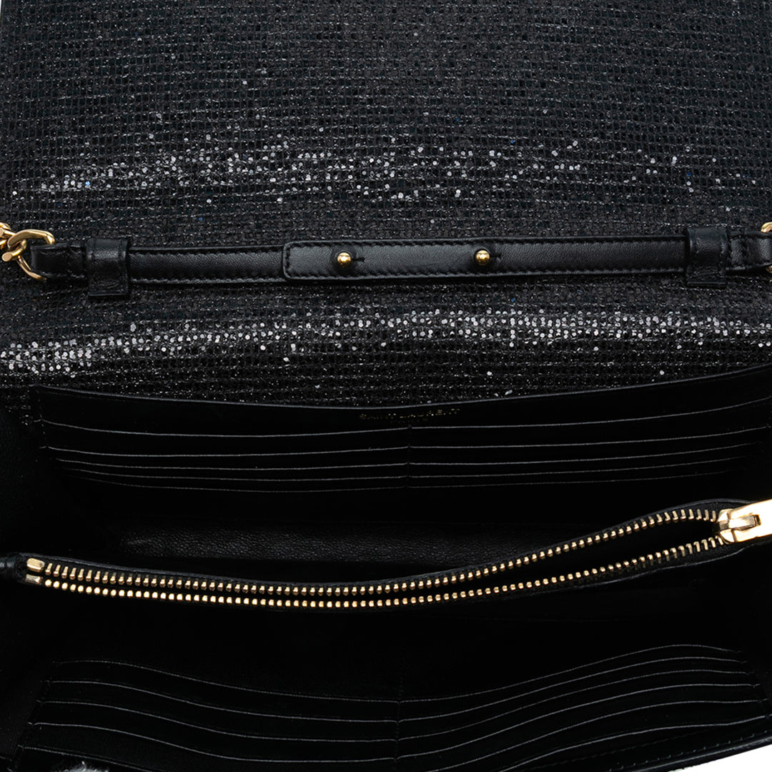 Saint Laurent Glitter Galactica Monogram Wallet on Chain Noir – GABY PARIS Authentique