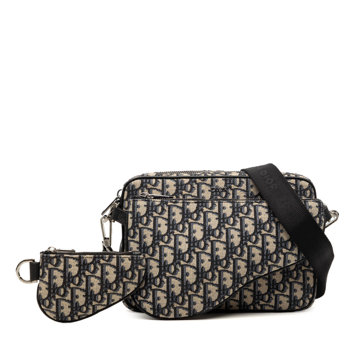 Dior Oblique Toile Saddle Triple Pochette