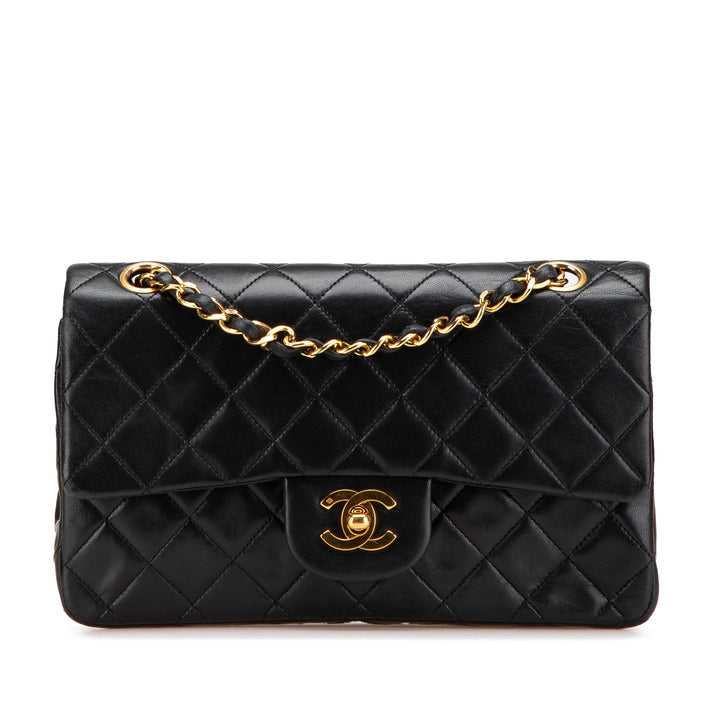 Small Classic Lambskin Double Flap Black - Gaby Paris