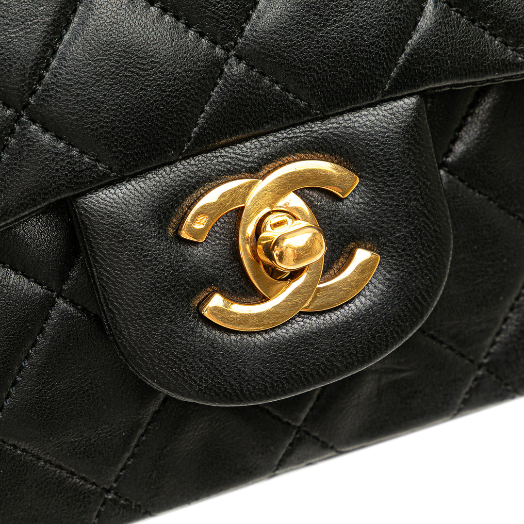 Small Classic Lambskin Double Flap Black - Gaby Paris