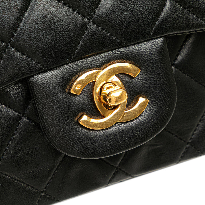 Small Classic Lambskin Double Flap Black - Gaby Paris