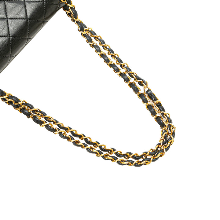 Small Classic Lambskin Double Flap Black - Gaby Paris