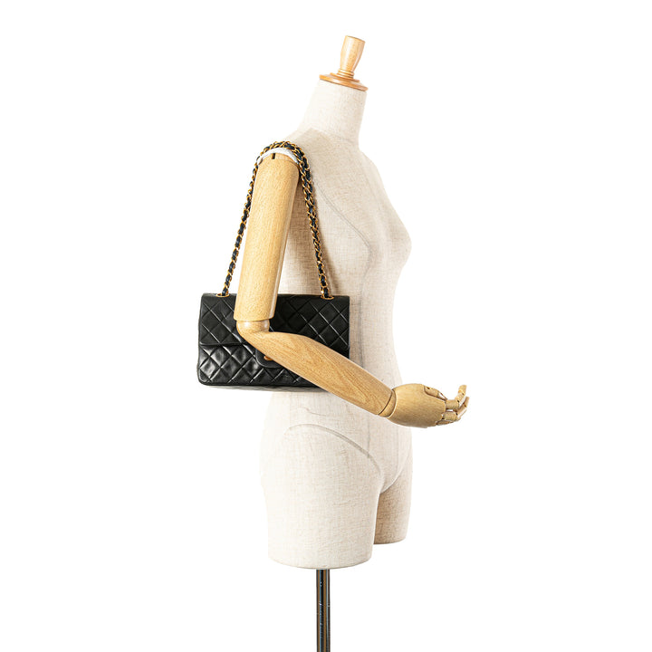 Small Classic Lambskin Double Flap Black - Gaby Paris
