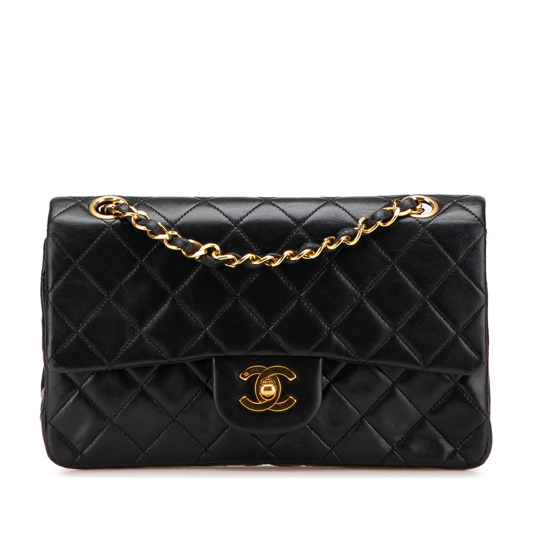 Small Classic Lambskin Double Flap Black - Gaby Paris