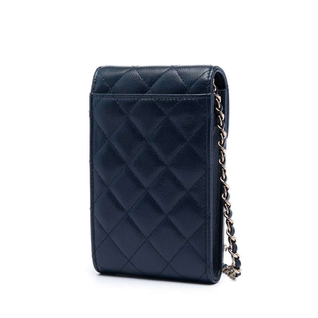 Chanel Caviar Thread Around Phone Holder avec chaîne