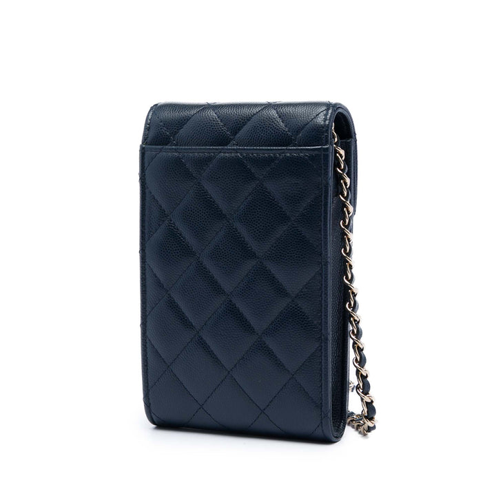 Chanel Caviar Thread Around Phone Holder avec chaîne