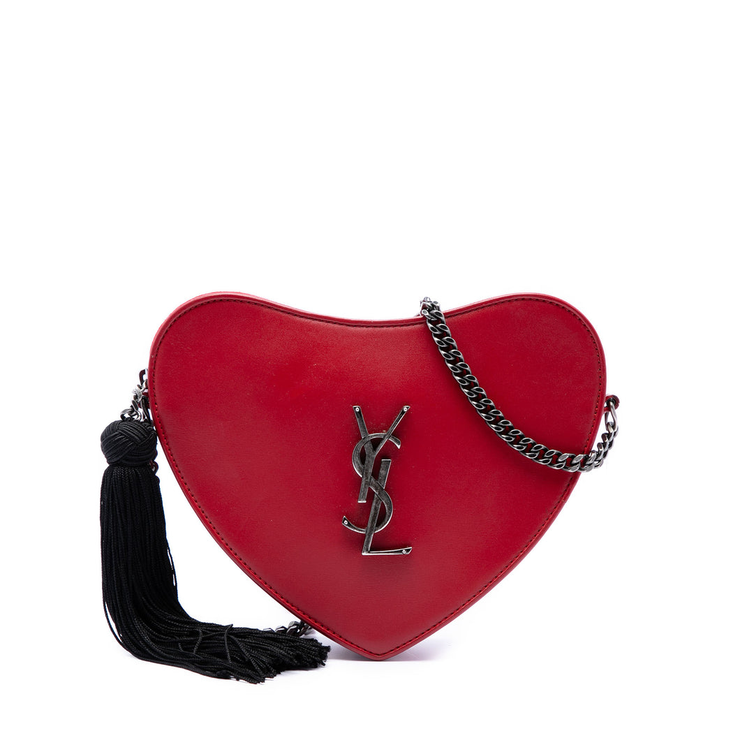 Sac Coeur Pompon Sac Cuir de veau Rouge
