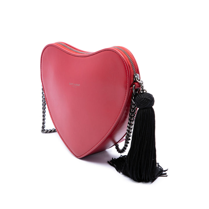 Sac Coeur Pompon Sac Cuir de veau Rouge