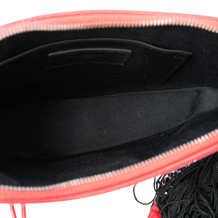 Sac Coeur Pompon Sac Cuir de veau Rouge