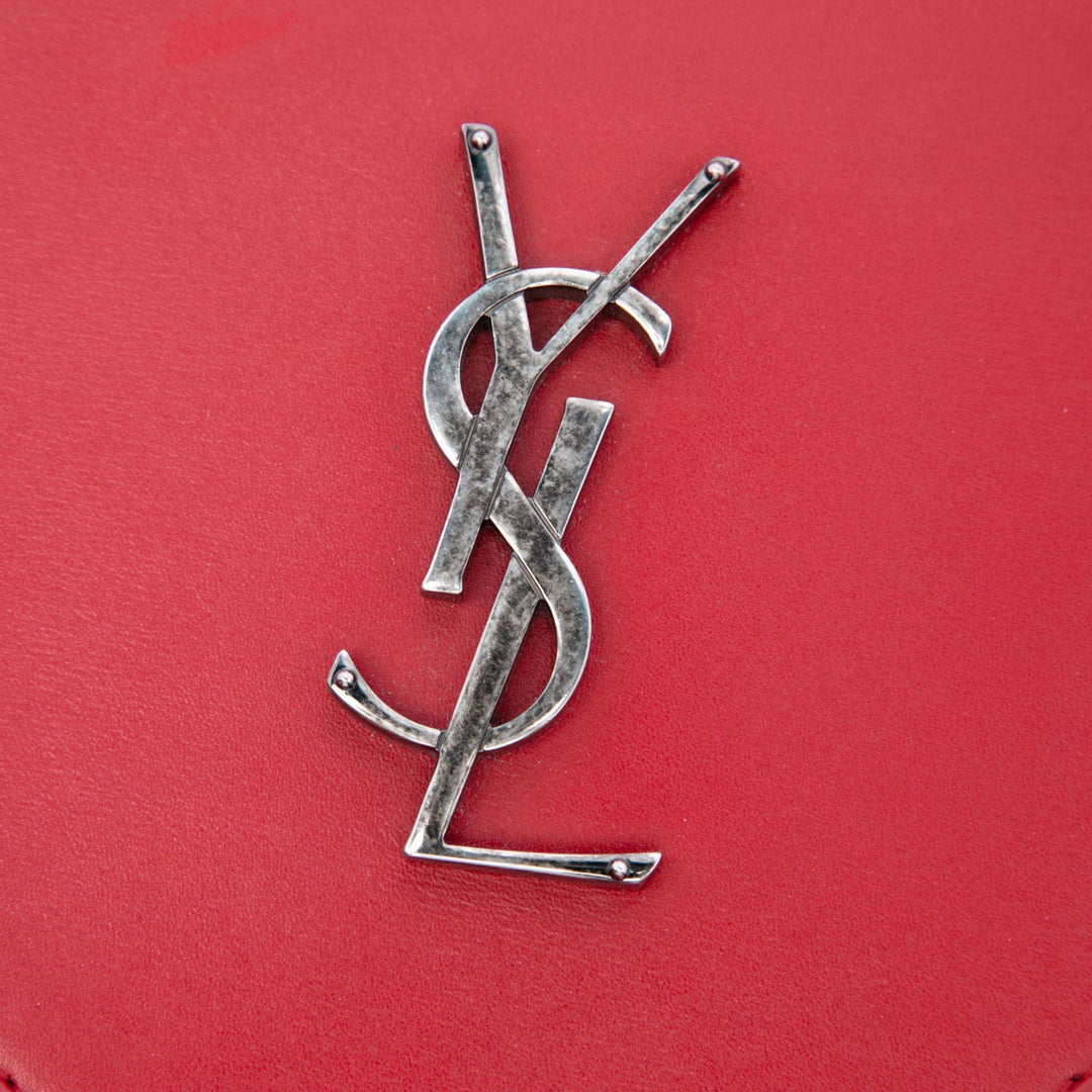 Sac Coeur Pompon Sac Cuir de veau Rouge