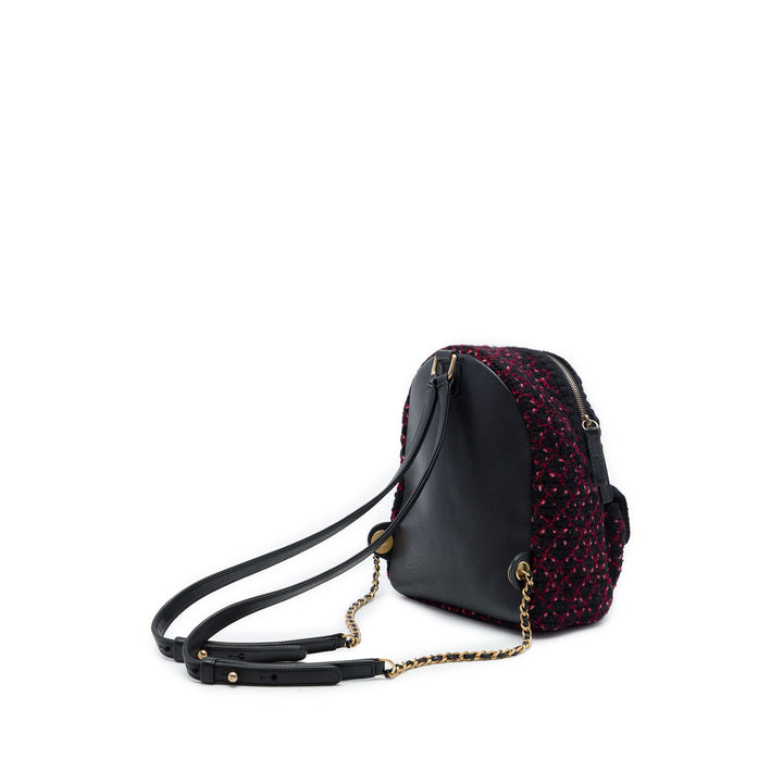 Matelassé CC Poche Sac à dos Mini Tweed Noir