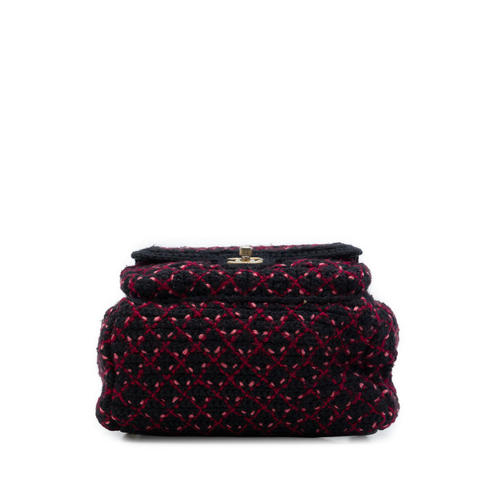 Matelassé CC Poche Sac à dos Mini Tweed Noir