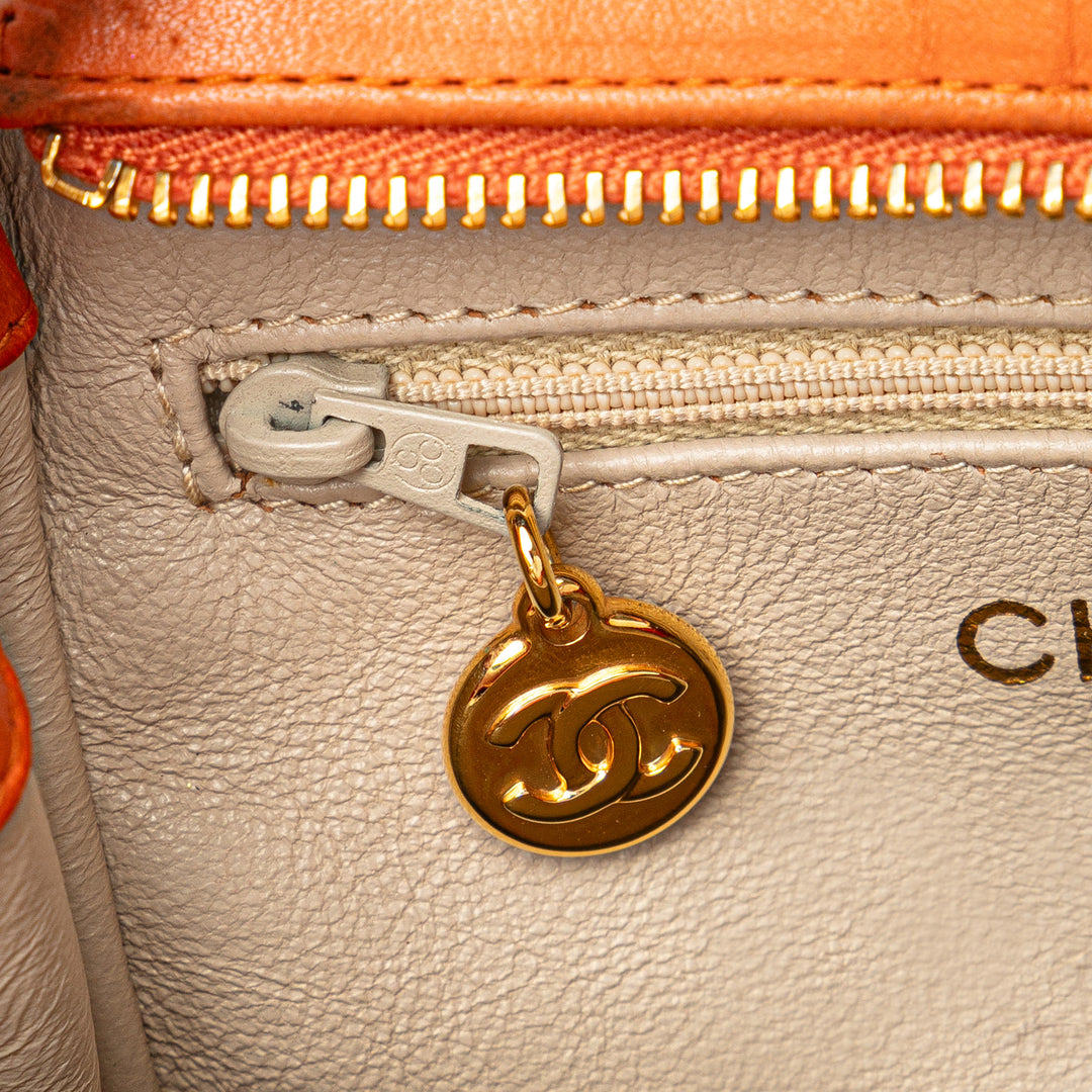 CC Quilted Calfskin Chain Shoulder Bag Orange - Gaby Paris