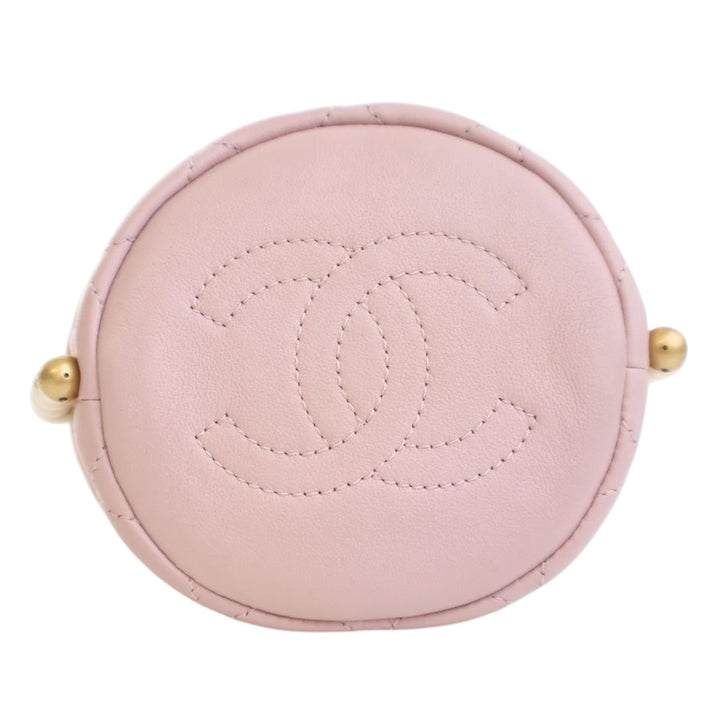 Chanel Mini Matelassé Cuir de veau About Perles Drawstring Bucket Sac