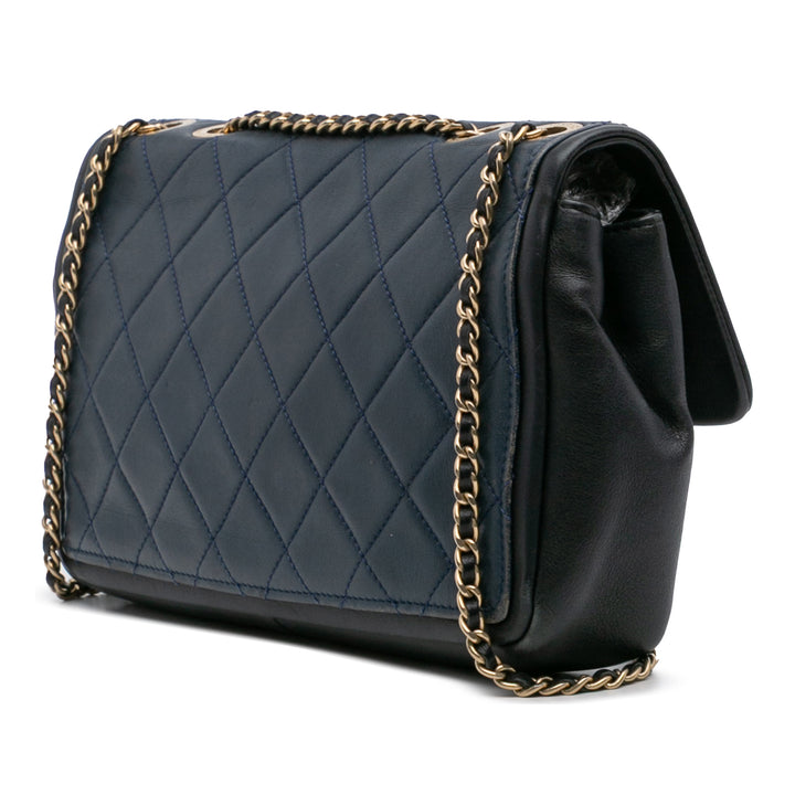 Chanel Bicolore Graphic à rabat Moyen Cuir de veau