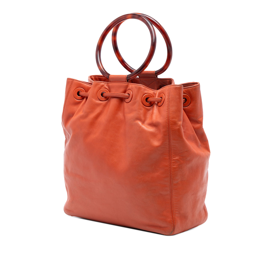 Chanel CC Cuir d’agneau Tortoise Bague Drawstring Cabas