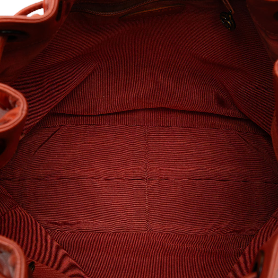 Chanel CC Cuir d’agneau Tortoise Bague Drawstring Cabas