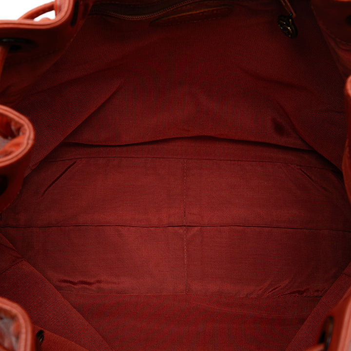 Chanel CC Cuir d’agneau Tortoise Bague Drawstring Cabas