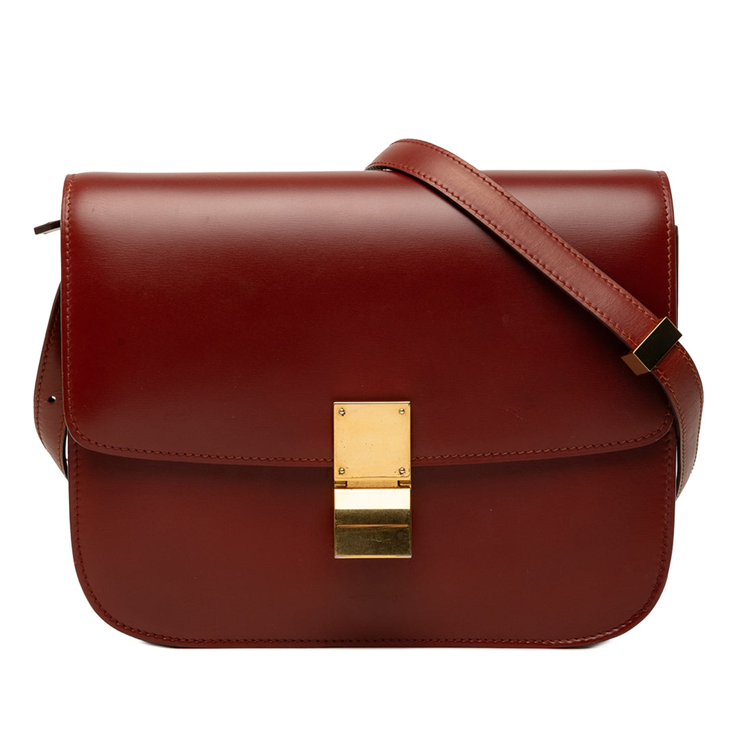 Classic Boîte Moyen Cuir de veau Rouge