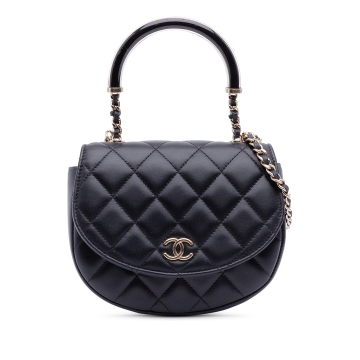 Chanel CC Matelassé Cuir d’agneau Half Moon anse supérieure à rabat