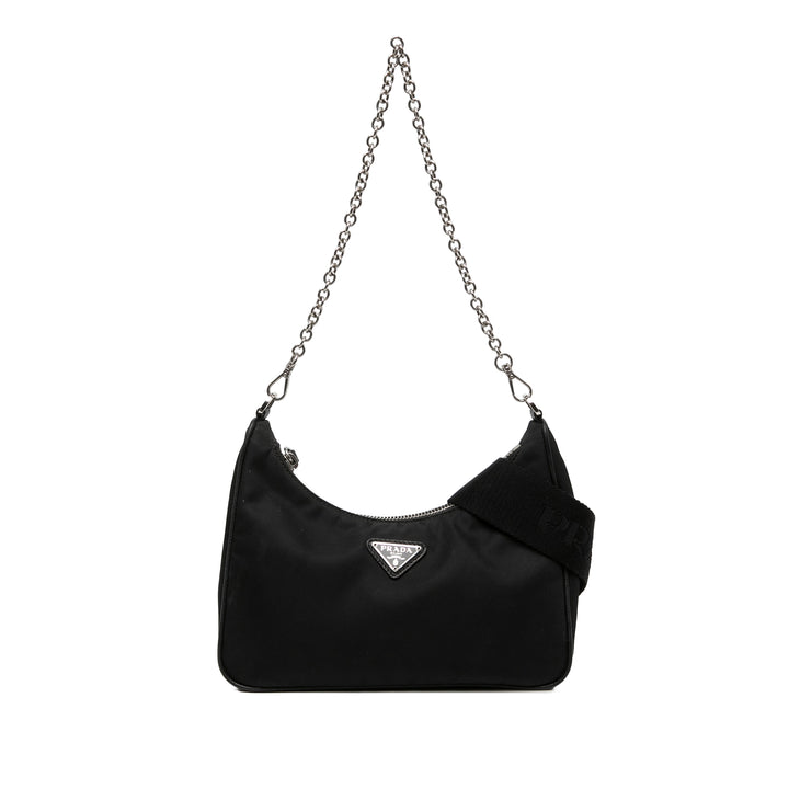 Prada Sac à main à finitions Re Edition 2005 Saffiano Mini Noir – vue principale – GABY PARIS