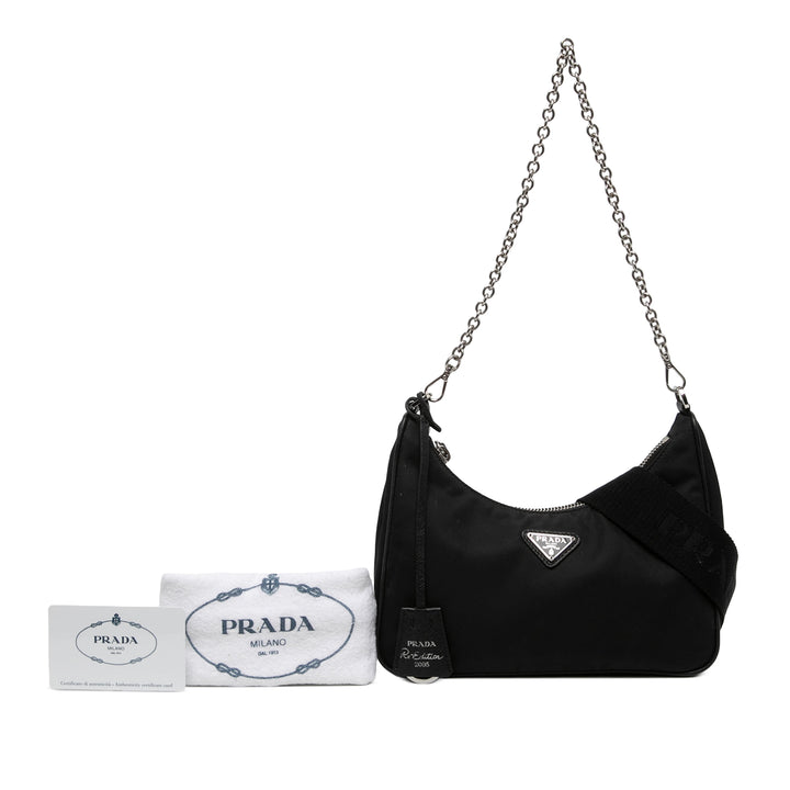 Prada Sac à main à finitions Re Edition 2005 Saffiano Mini Noir – vue 7 – GABY PARIS
