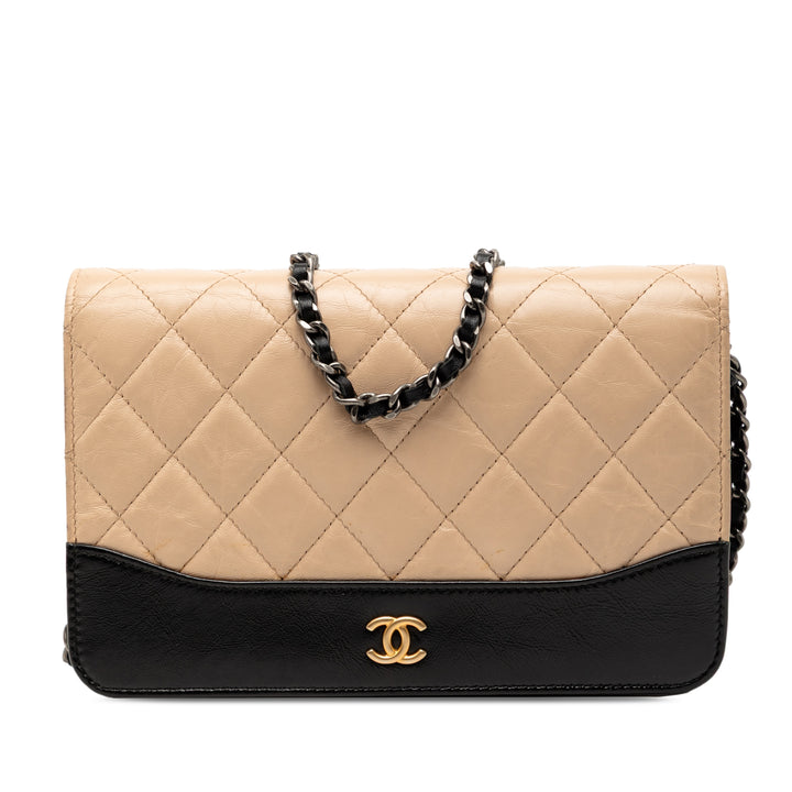Chanel Bicolor Matelassé vieilli Cuir de veau Gabrielle Wallet on Chain