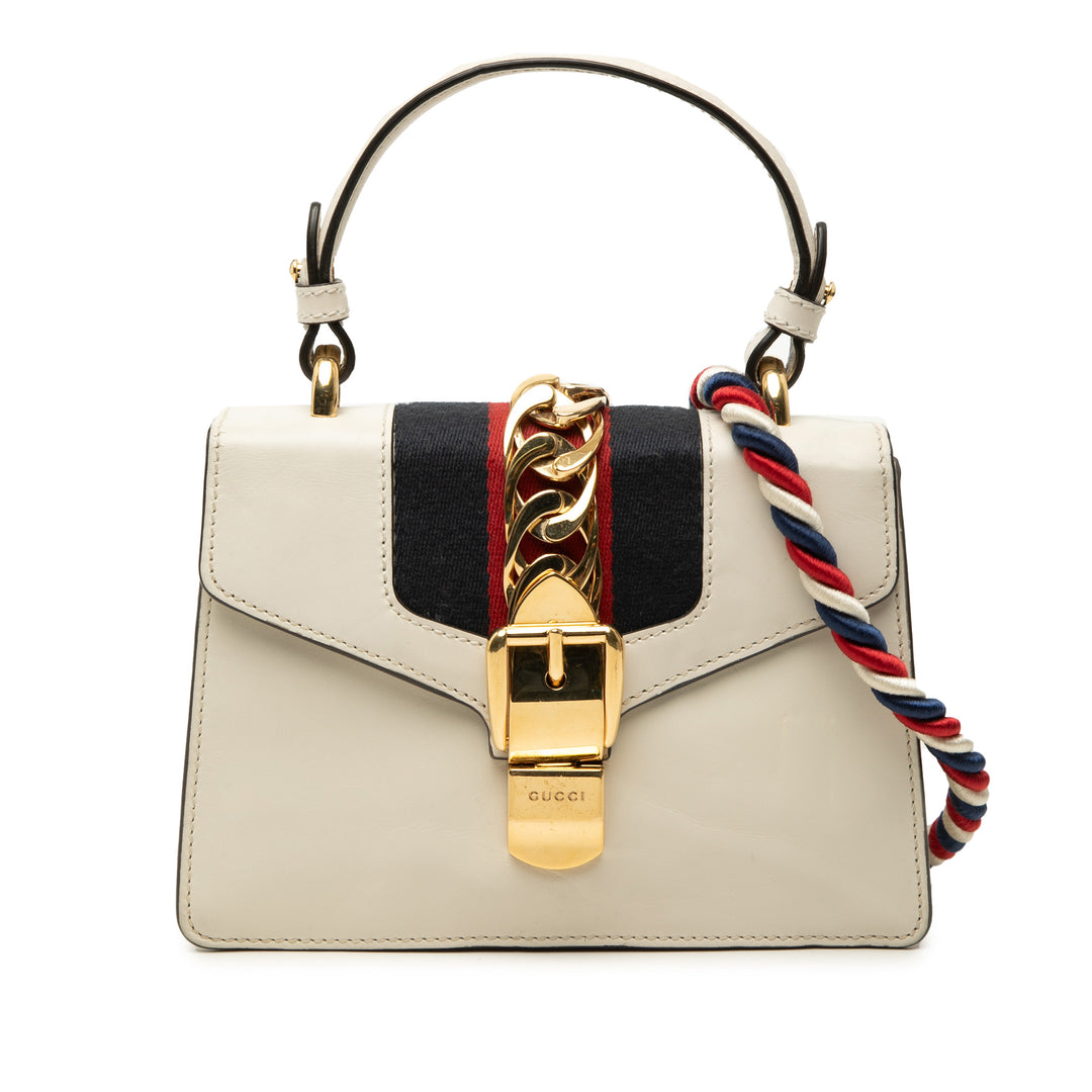 Gucci Web Sylvie sac à Mini Cuir de veau Blanc – vue principale – GABY PARIS