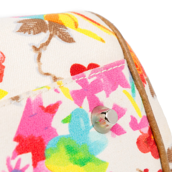 Floral Canvas Detective Bag White - Gaby Paris