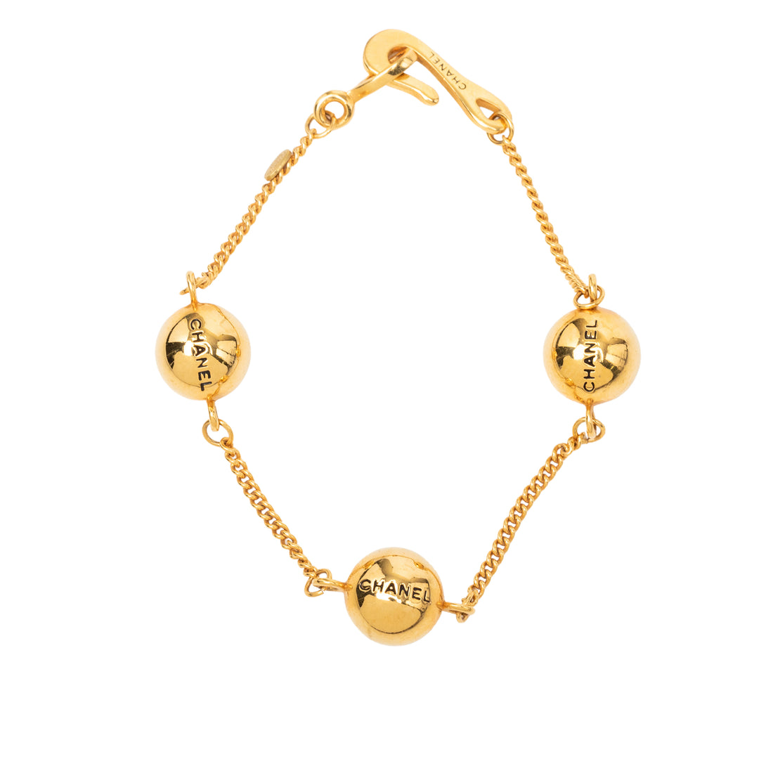 Chanel CC plaqué Sphere Chain Link Bracelet