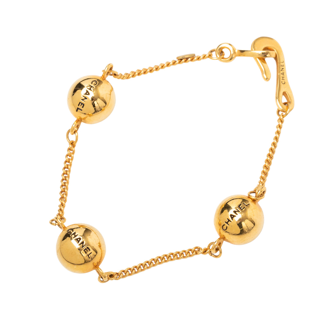 Chanel CC plaqué Sphere Chain Link Bracelet