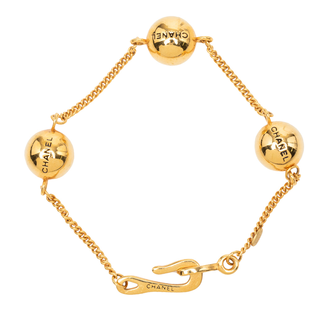 Chanel CC plaqué Sphere Chain Link Bracelet