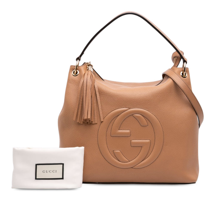 Pebbled Soho Hobo Grand Cuir de veau Beige