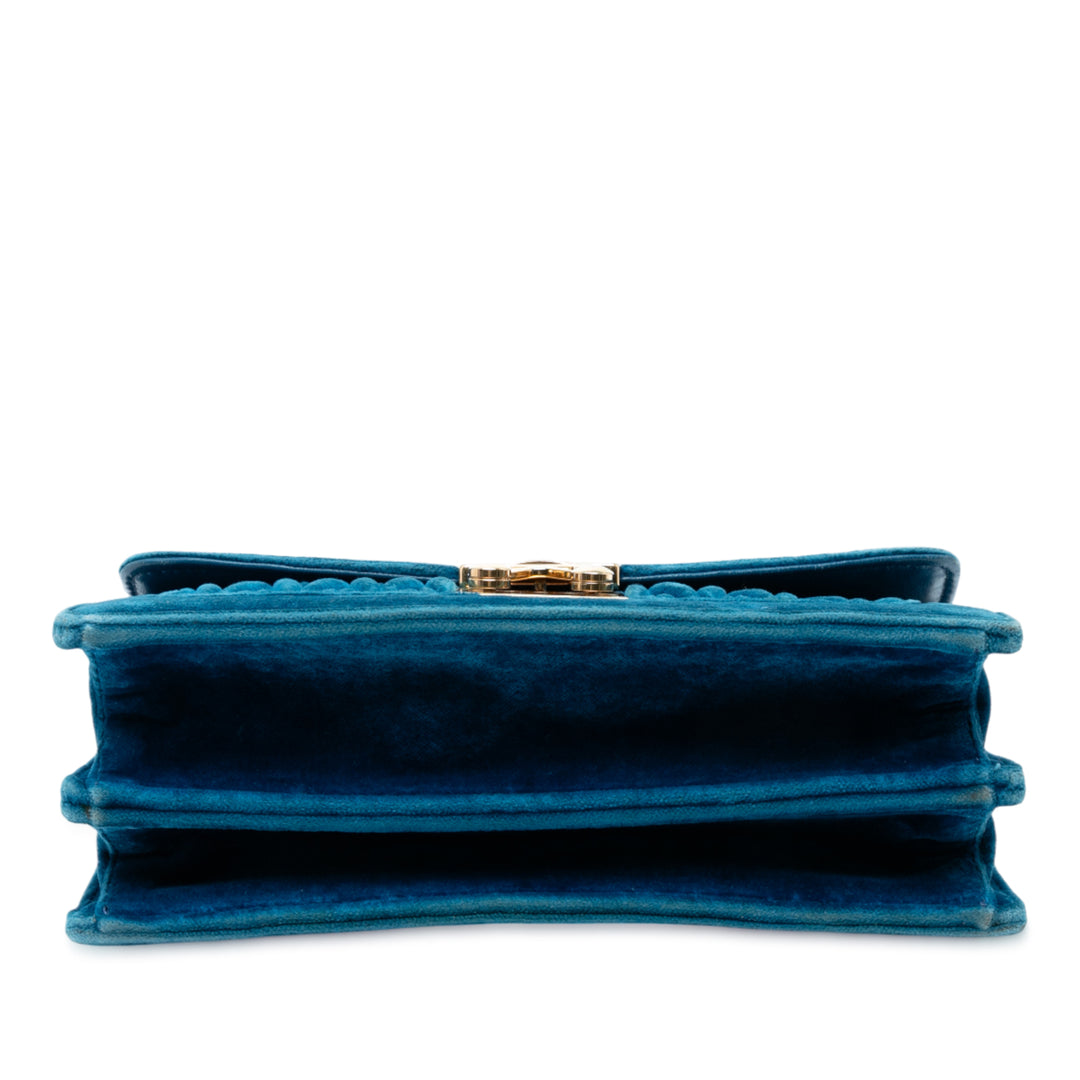 Miu Miu Velluto Matelasse Confidential Chain Sac porté croisé Bleu
