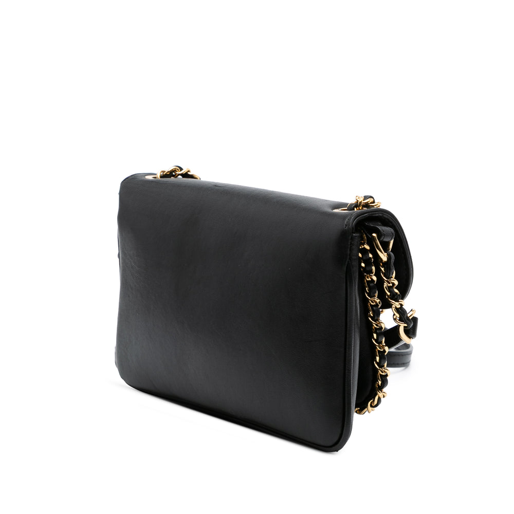 Small Quilted Lambskin CC Unchained Flap Black - Gaby Paris