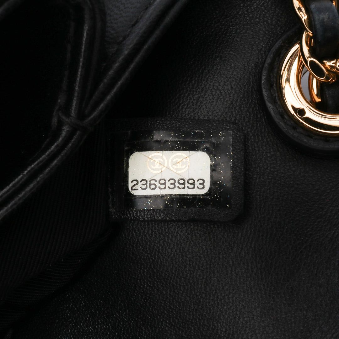 Small Quilted Lambskin CC Unchained Flap Black - Gaby Paris