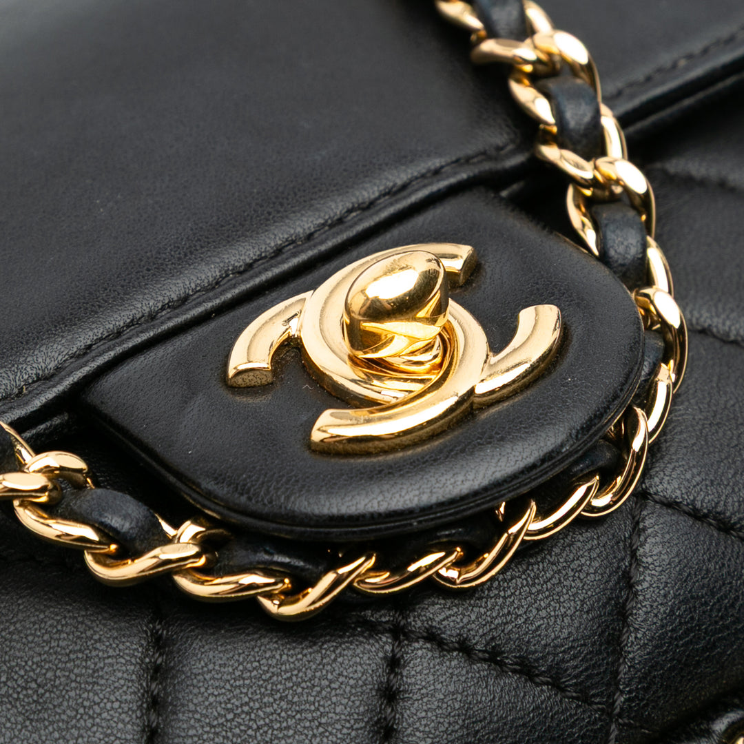 Small Quilted Lambskin CC Unchained Flap Black - Gaby Paris
