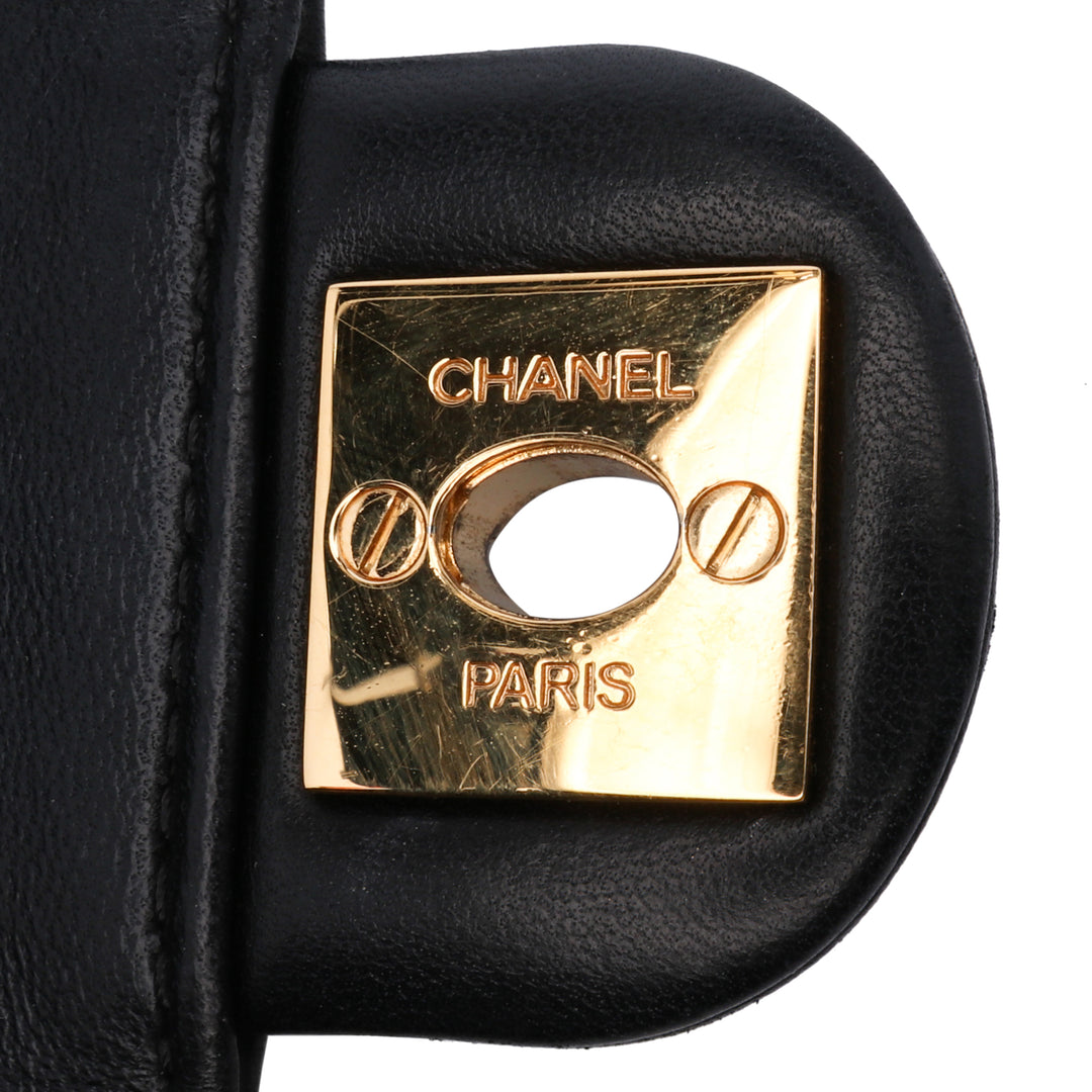 Small Quilted Lambskin CC Unchained Flap Black - Gaby Paris