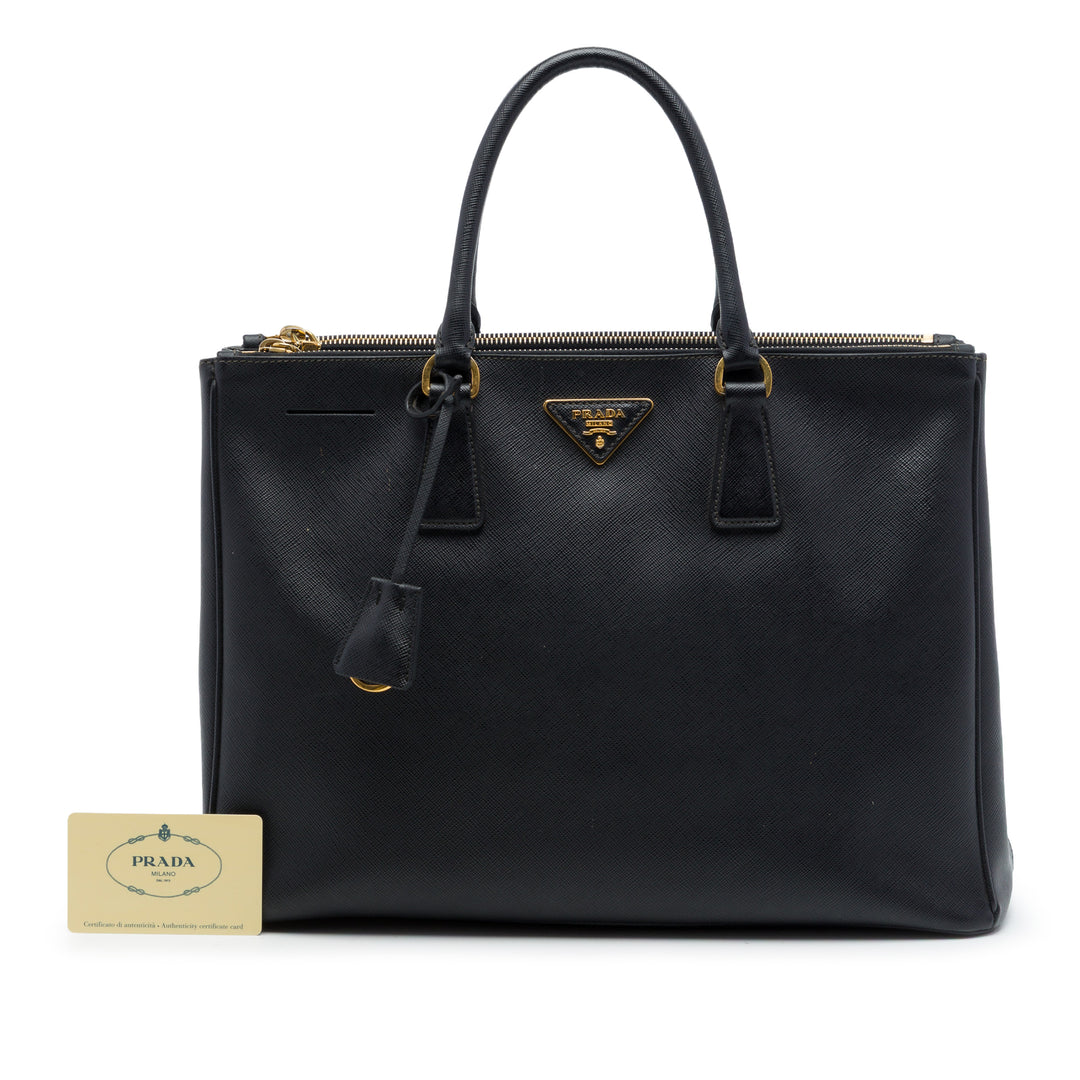 Prada Sac à main Lux Galleria Double Zippé Saffiano Grand Noir – vue 7 – GABY PARIS