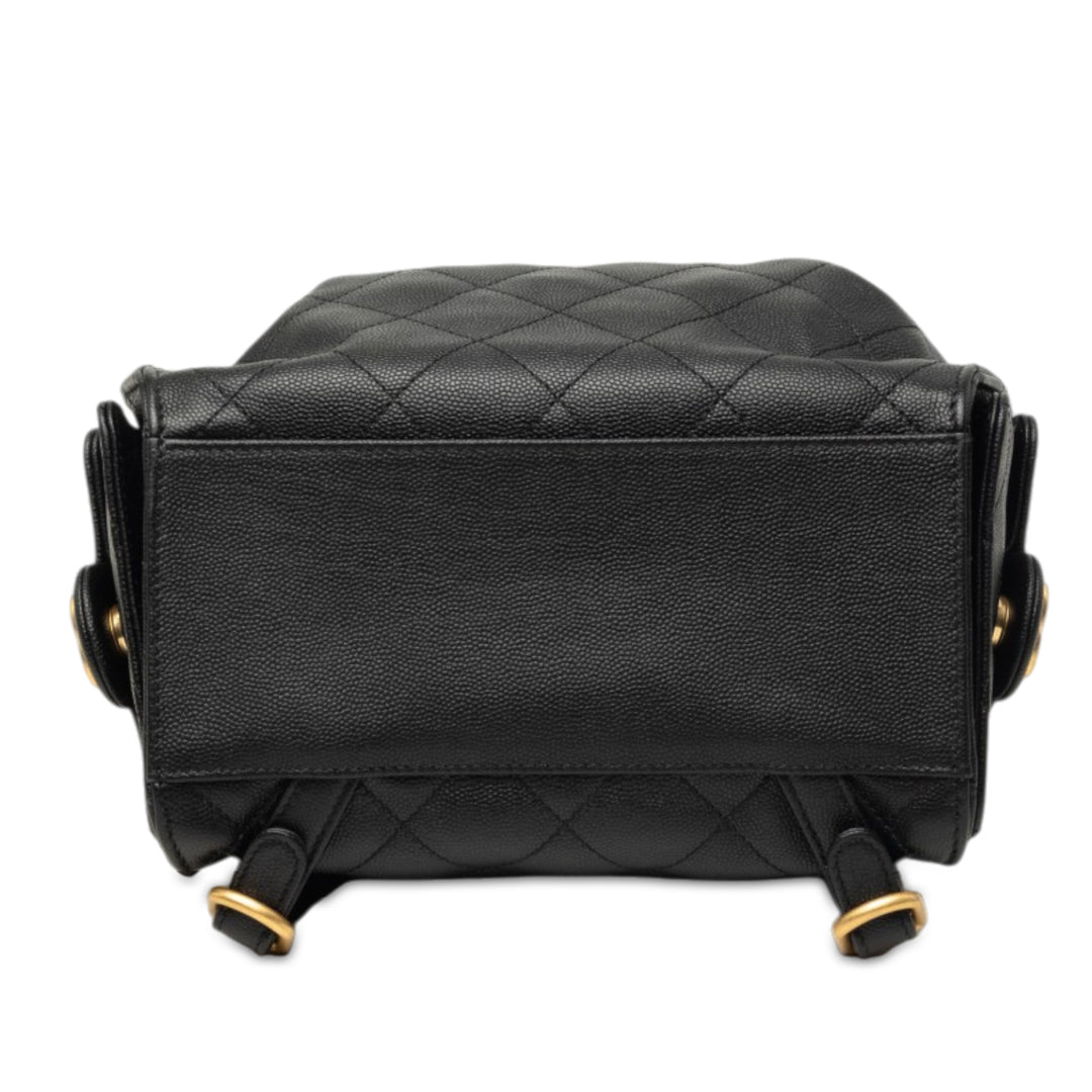 Matelassé Chanel 25 Sac à dos Moyen Cuir caviar Noir